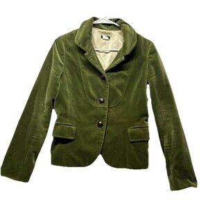 J. Crew 'Bella' Green Velvet Blazer Women’s Fitted Button Style #85794 Size 6